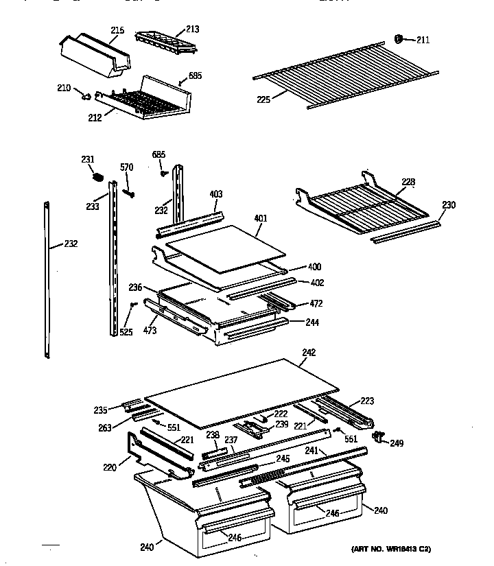 GE TBX21DAXRRWW shelf parts diagram
