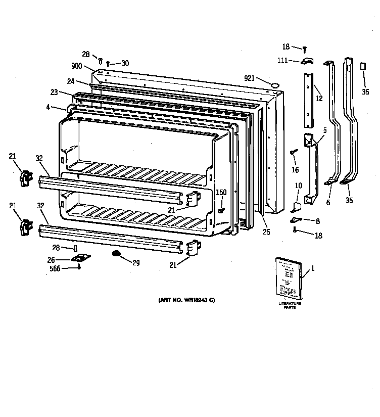 GE TBX21JAZHRWW freezer door diagram