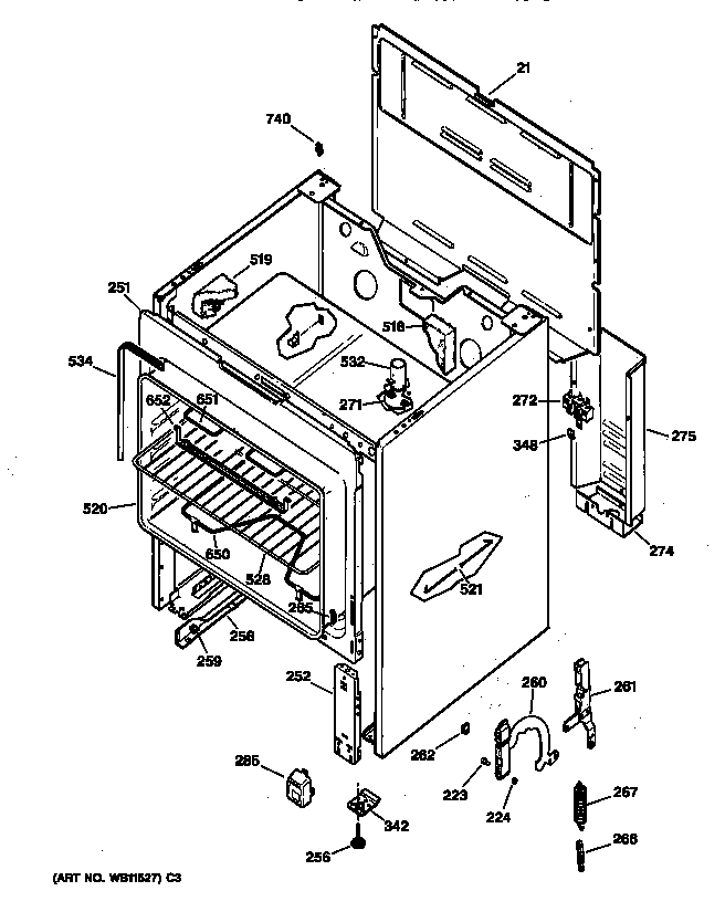 Hotpoint RB526WW3 body parts diagram