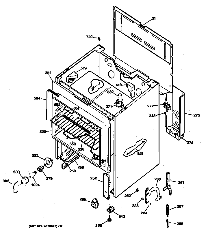 Hotpoint RB632GW3 body parts diagram