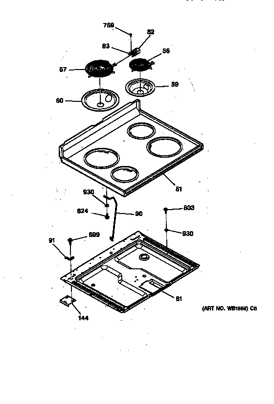 Hotpoint RB755GT4AD cooktop diagram