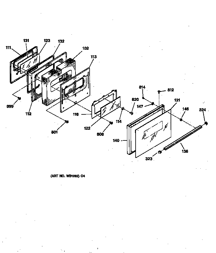 Hotpoint RB757GT4AD oven door diagram