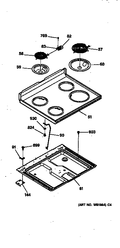 Hotpoint RB754GY2WH cooktop diagram
