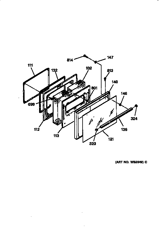 Hotpoint RB754GY2WH oven door diagram