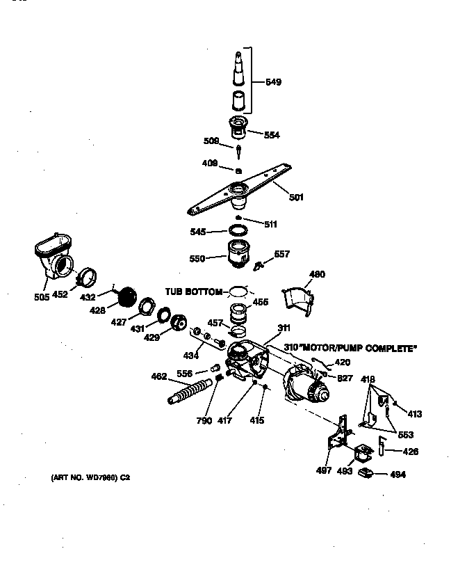 Hotpoint HDA180XX01WW motor-pump mechanism diagram