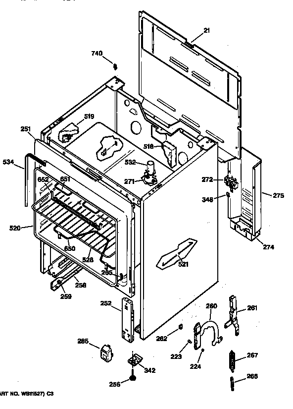 Hotpoint RB525GV4 body parts diagram