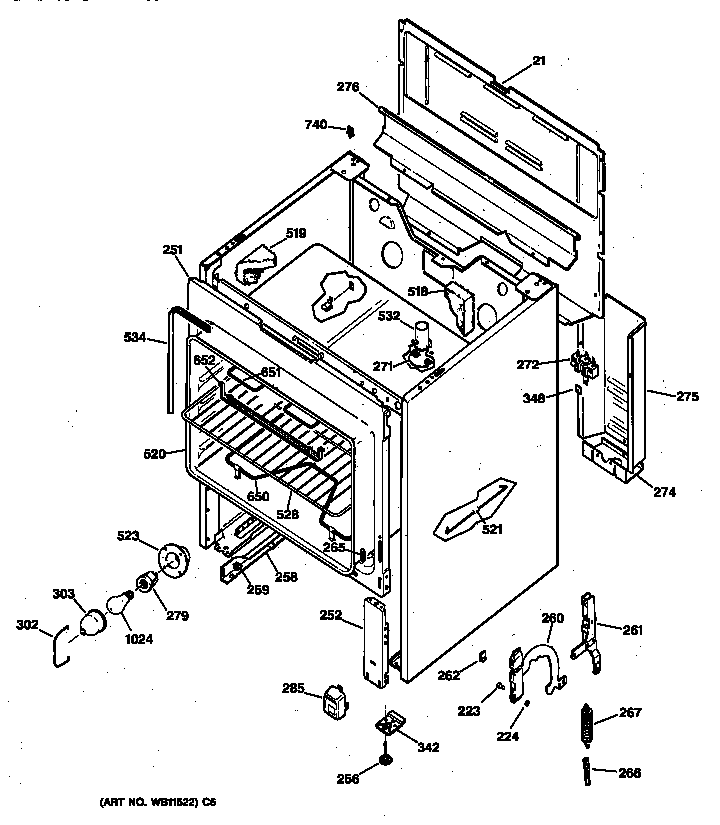 GE RB536GW4 body parts diagram