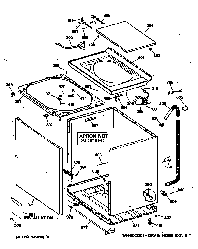 GE YJSR2070T6WW cabinet, cover & front panel diagram