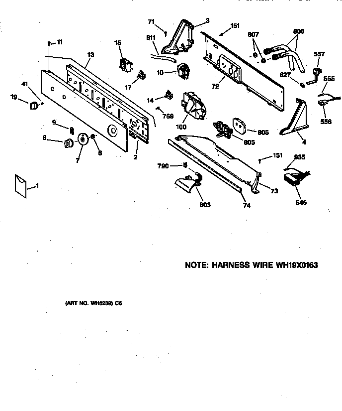 GE YISR309JT6AA controls & backsplash diagram