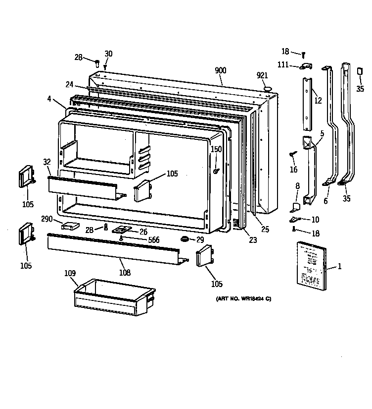 GE TBX22ZAZHRWW freezer door diagram