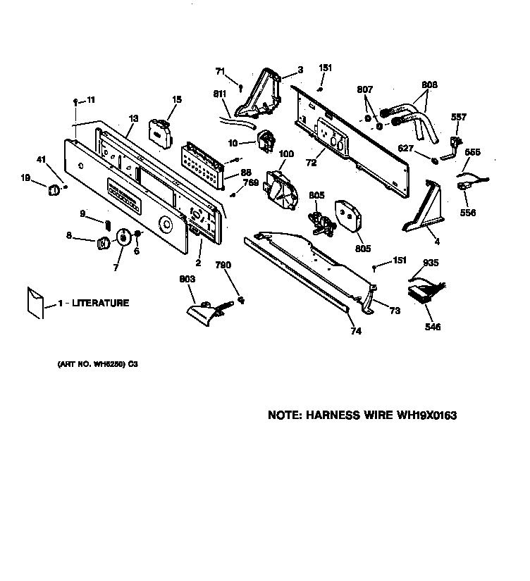 GE WISQ416DT7WW controls & backsplash diagram