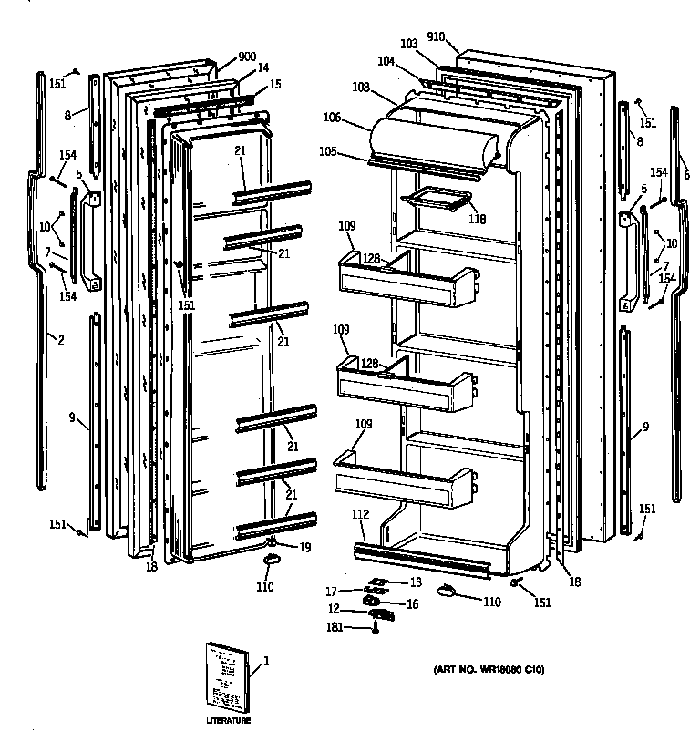 GE TFJ20JAZAAA doors diagram