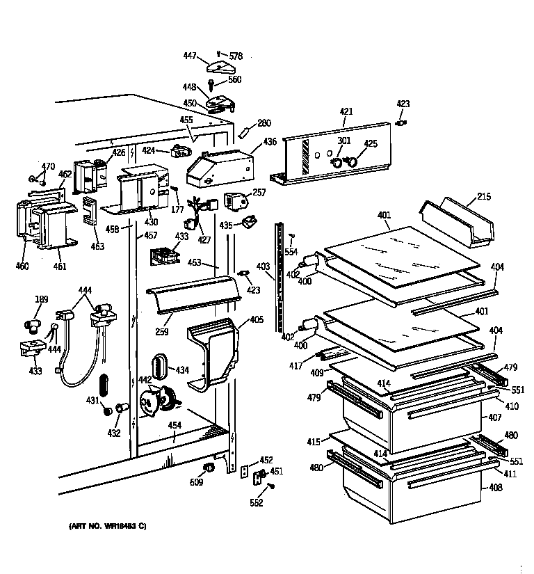GE TFJ20JAZAAA fresh food section diagram
