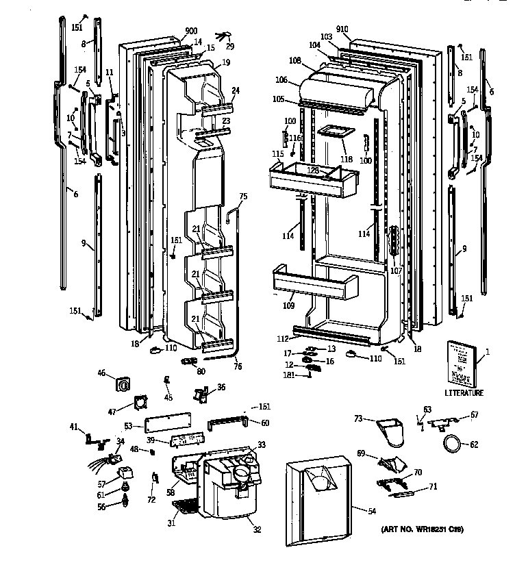 GE TFX22JRZBWW doors diagram