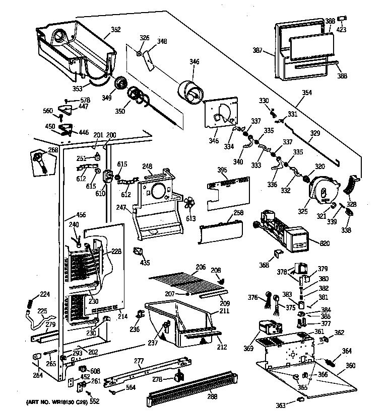 GE TFX22JRZBWW freezer section diagram