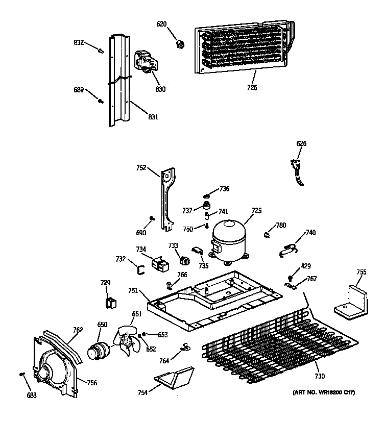 GE TBX18DAXQRAA unit parts diagram