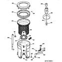 GE WWSR3090T8WW tub, basket & agitator diagram
