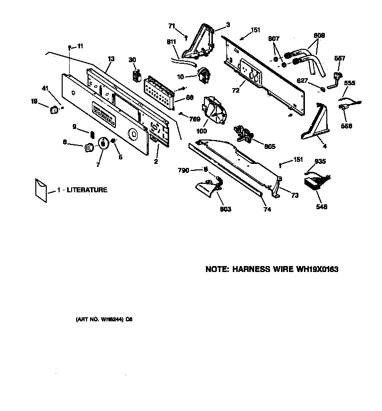 GE WPSQ3120T8AA controls & backsplash diagram