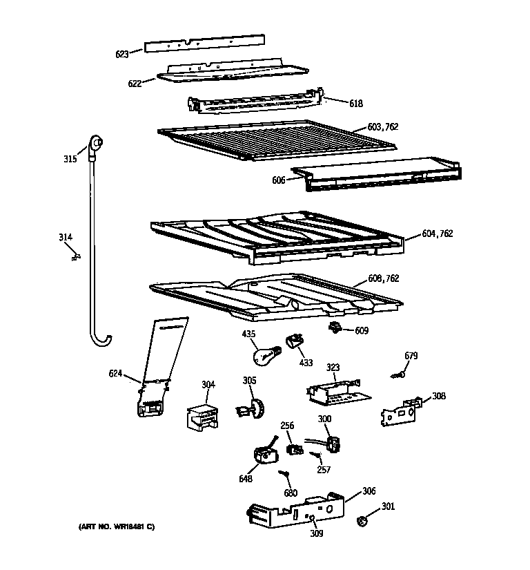 GE TBX18IIZLRAA compartment separator parts diagram