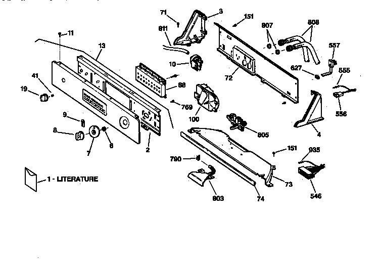 GE WPXQ3090T8AA controls & backsplash diagram