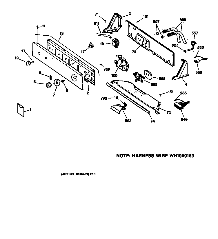 GE WMSR2100T8AA controls & backsplash diagram