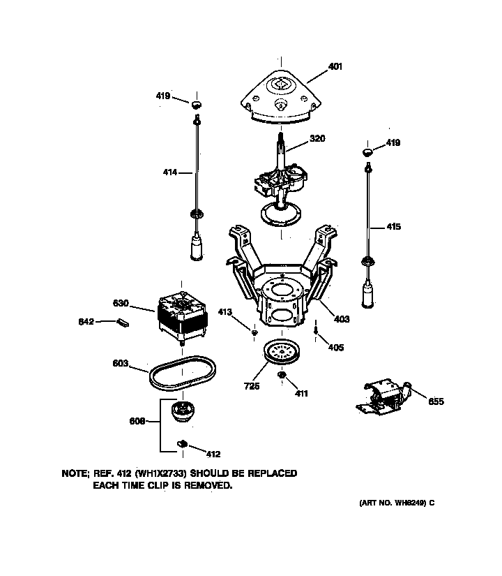 GE WMXR3080T8WW suspension, pump & drive components diagram