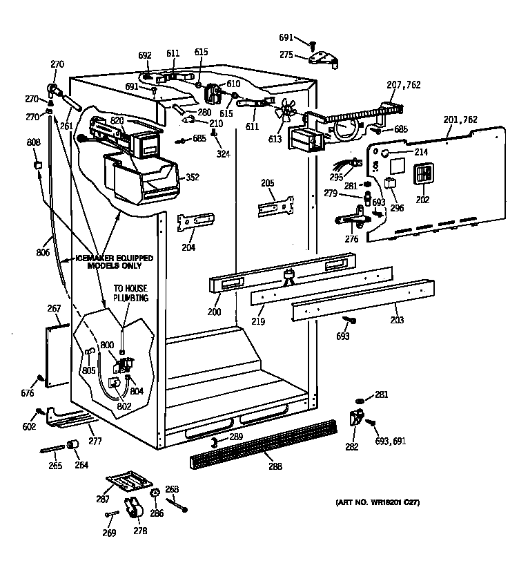 GE TBX18JAZLRWW cabinet parts diagram