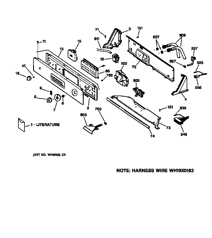 GE WISQ416AT8WW controls & backsplash diagram