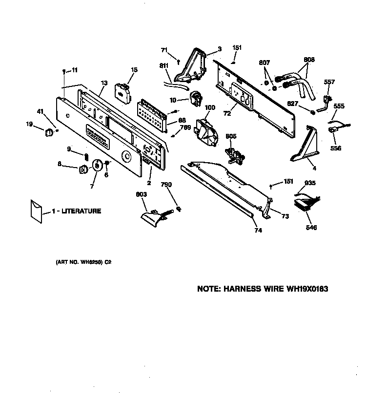 GE WISQ416JT8AA controls & backsplash diagram