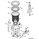 GE WCSR4110T8AA tub, basket & agitator diagram