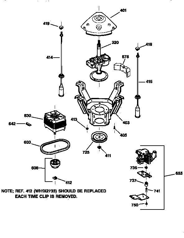 GE WISR106DT8WW suspension, pump & drive components diagram