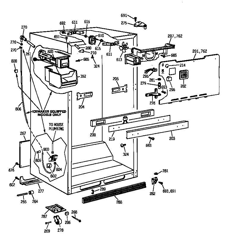 GE TBX18NIZKRWW cabinet parts diagram