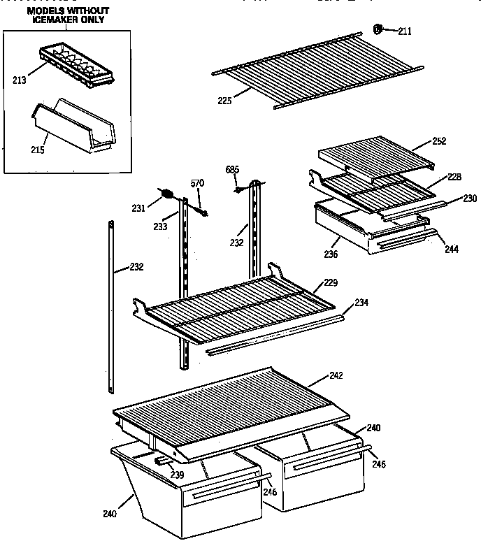 GE TBX18SIXXLAA shelf parts diagram