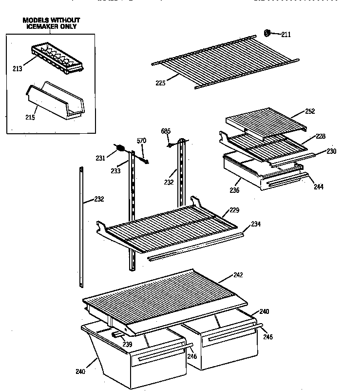 GE TBX18SAXQRAA shelf parts diagram