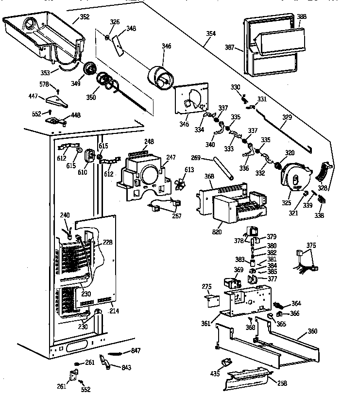 GE TFX30PRYFWW freezer section diagram