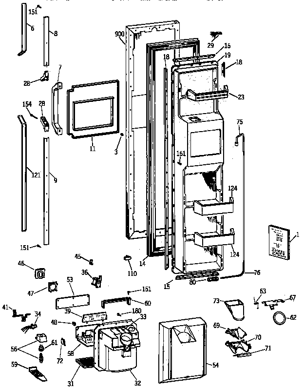 GE TPG21PRXFWW freezer door diagram