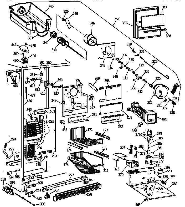 GE TPG21PRXFWW freezer section diagram