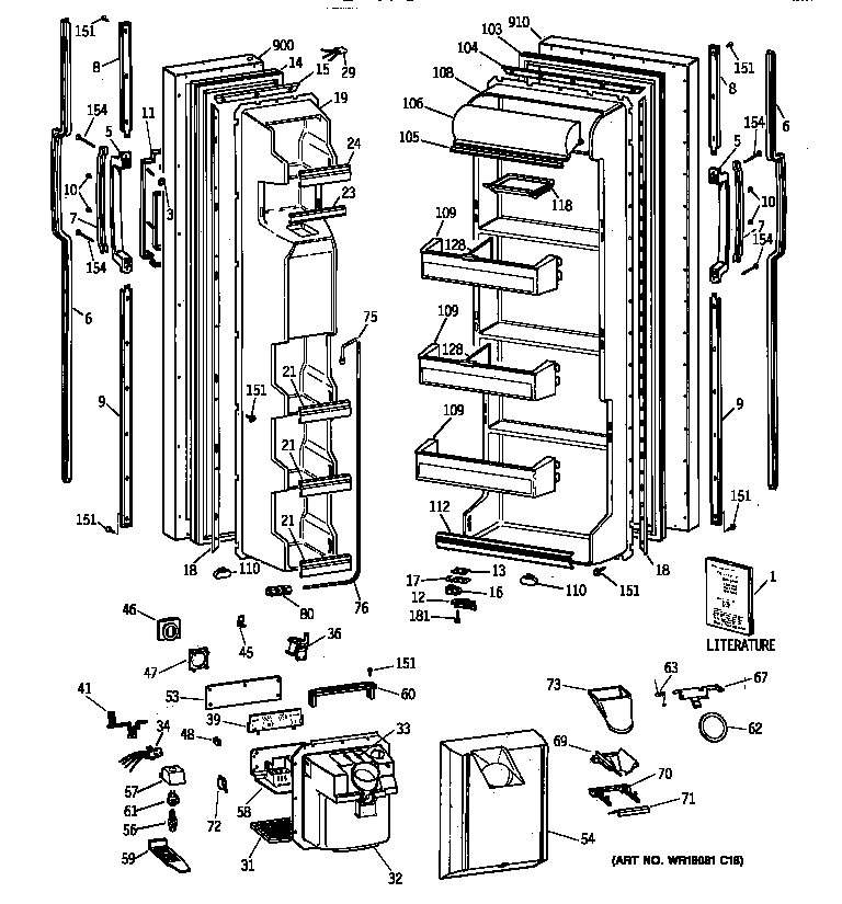 GE TFG20JRXFWH doors diagram