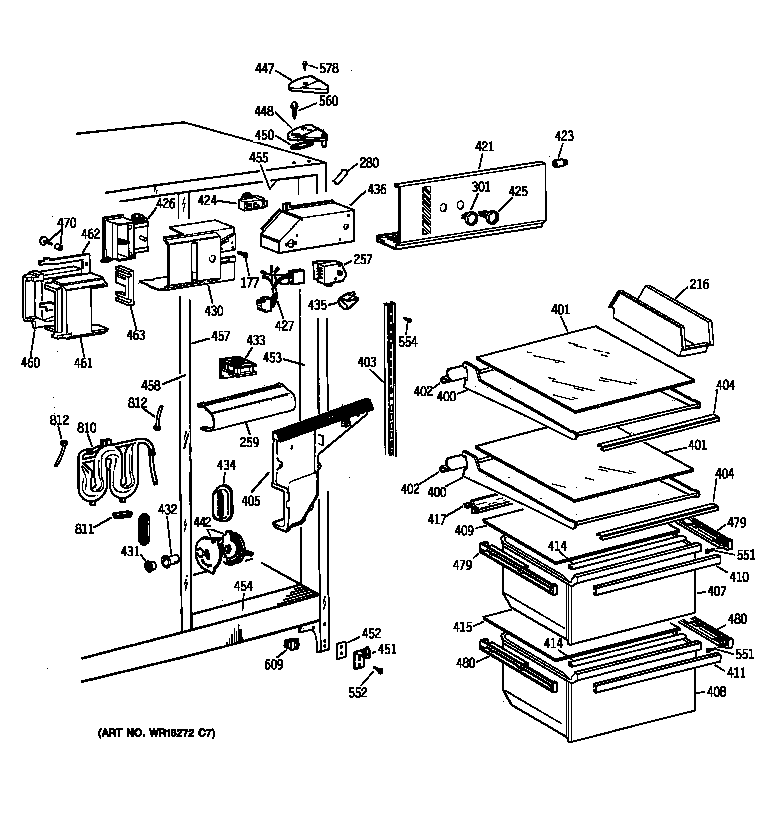 GE TFG20JRXFWH fresh food section diagram