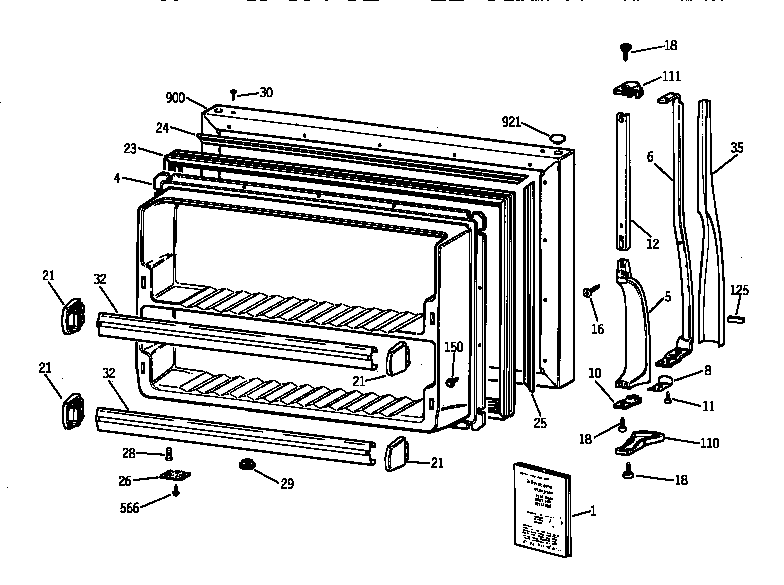 Hotpoint CTX18CAZCLAA freezer door diagram