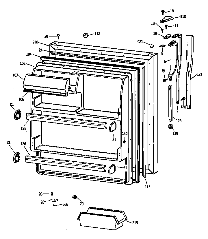Hotpoint CTX18CAZCLAA fresh food door diagram