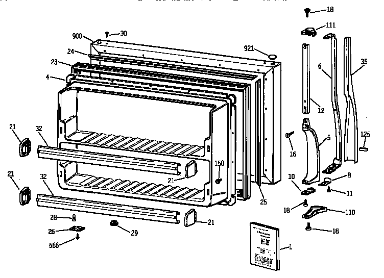 Hotpoint CTX18EAZCRWW freezer door diagram