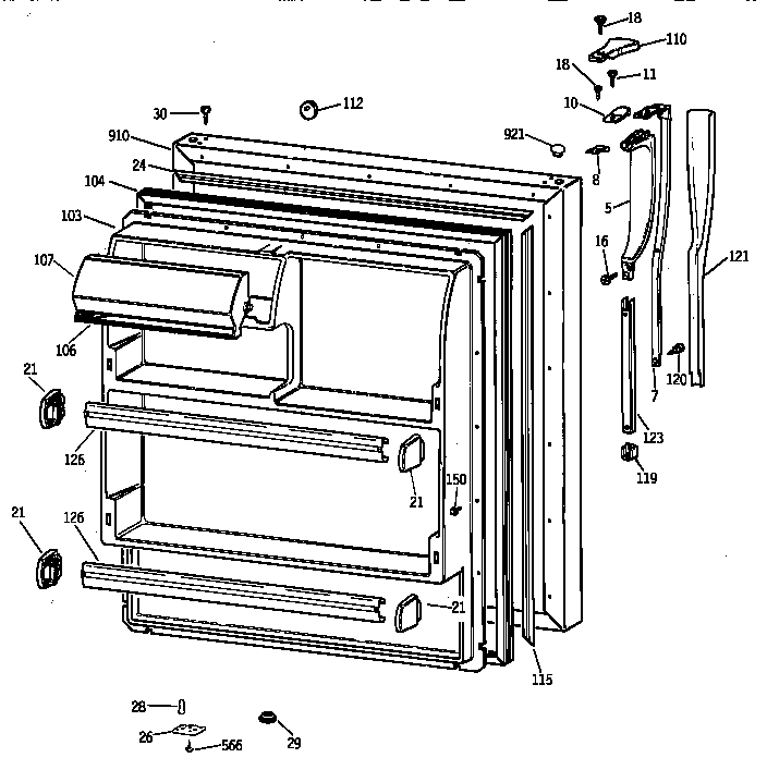 Hotpoint CTX18EAZCRWW fresh food door diagram
