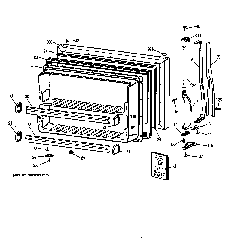 Hotpoint CTX21BIXRRWW freezer door diagram