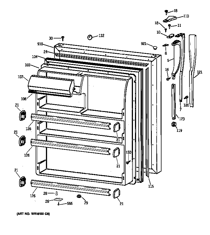 Hotpoint CTX21BIXRRWW fresh food door diagram