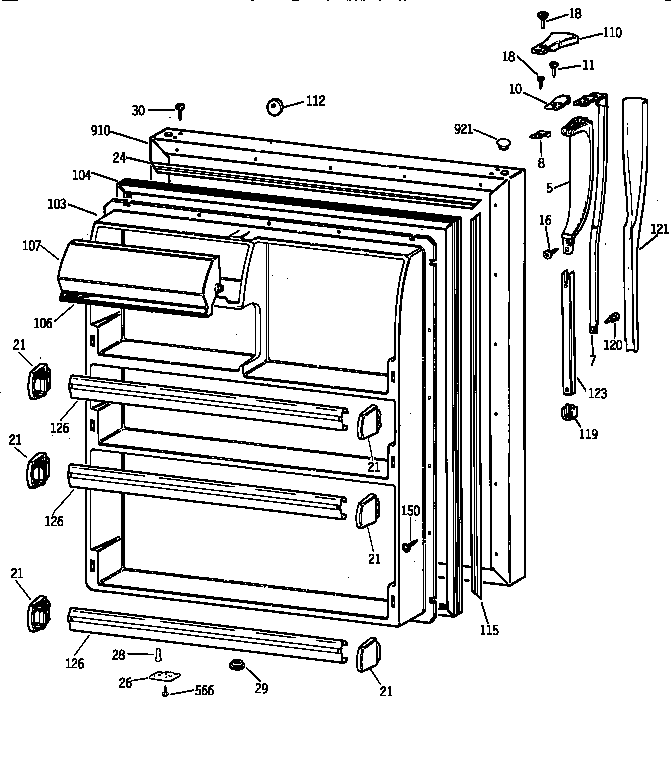 Hotpoint CTX21DAZHRAA fresh food door diagram