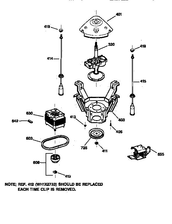 Hotpoint VWXR4100T8WB suspension, pump & drive components diagram