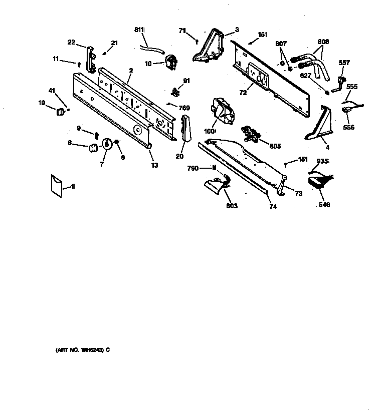 Hotpoint VJSR2070T8WB controls & backsplash diagram