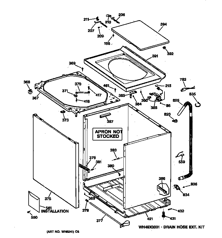 Hotpoint VBXR1060T8WB cabinet, cover & front panel diagram
