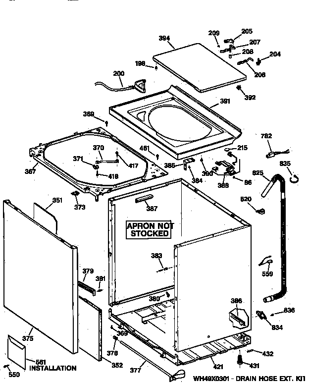 Hotpoint VISR208DT8WW cabinet, cover & front panel diagram
